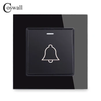 Coswall Luksus Hærdet Krystal Glas Panel 1 Gang Dørklokken Skifte trykknap kontakt på Væggen 16A C1-DB