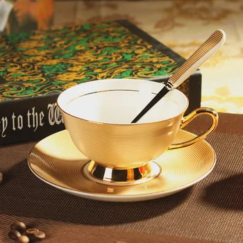 England Royal Bone China Golden Kaffe Kop, Skål, Ske Middag Sæt Porcelæn Dekorative Cup Køkken, Bordservice Bryllup Luxury Varer