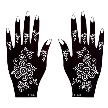 Glaryyears 3 Par Mehndi Henna Tattoo Stencil Henna Pate Tegning til Hænder Finger Kunst Airbrush Maling Daisy Midlertidig S100#03