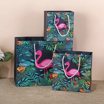 Flamingo gave poser Tøj, kosmetik, fødselsdag, gave emballage pose papir cajas de week kage blomst boks zakjes cajas para regale