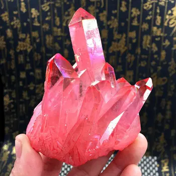 Pink Naturlig Kvarts Cluster Mineral Prøve Galvanisering Krystal Healing