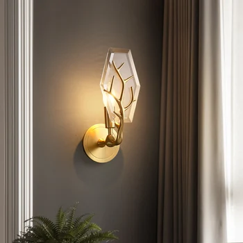Jmzm Krystal Væglampe Kobber Kreative Gevirer Stue, Soveværelse Baggrund Væglampe Amerikanske Midtergangen Dekorative Klassisk Lampe