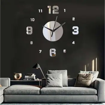 3D Spejl Home Decor vægur Sticker wallstickers Flytbare Mode Soveværelse Akryl Kvarts Horloge Diy Moderne Design