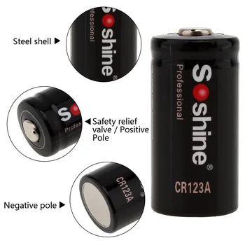 2stk Oprindelige Soshine CR123A 3,0 V 1600mah Primære Litium-Batteri li-ion-batterier