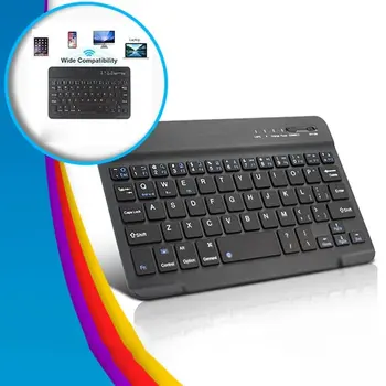 7 8 tommer tastatur mobiltelefon, bærbar computer, tablet, ipad tastatur i ultra-tynd mini blå trådløse tastatur til computeren