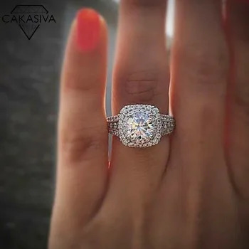 Sølv Ring i Platin Diamant Ring i Dobbelt Lag Super-flash Sten Diamant Ringe til Kvinder Smykker Bryllup Gave