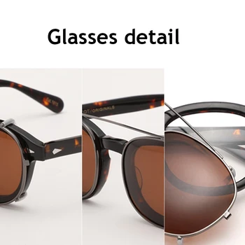 Johnny Depp Briller Clip-On Solbriller, Polariserede Linse Mænd Kvinder Acetat Optiske Briller Ramme Brand Design Sq005