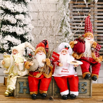 Julepynt Santa Claus Sidder Stående Dukke Gave Søde Bløde Træ Hængende Ornament Jul Atmosfæren Dekoration