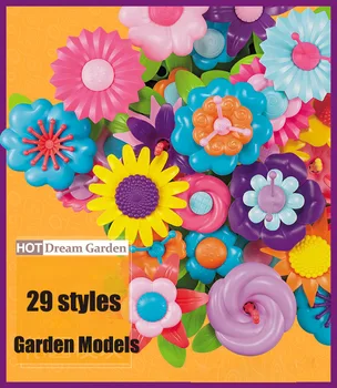 46pcs piges Drøm Haven Verden Farverig Blomst Bulding Blokke Legetøj PVC Samle DIY Pædagogisk Legetøj til Børn gaveæske