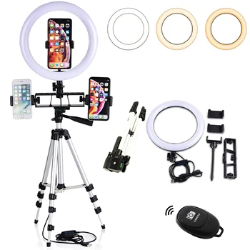 Dæmpbar LED Selfie Ring Lys 10tommer 26cm Kamera Telefon Lampe Til Makeup Video Live Studio 3 Modes 10 Lysstyrke