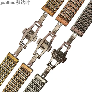 Jeathus watchbands tyndt massivt rustfrit stål rem kvindelige 13 18mm mandlige 20 22mm for dw casio ure, armbånd guld ur band