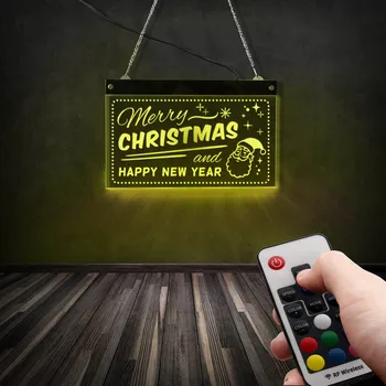Glædelig Jul Og godt nytår LED Neon Vise Tegn Bord boligindretning Multi-farve LED-Belysning Housewarming Party Gave
