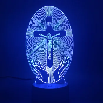 Kristendommen LED Nat Lys Jesus Station af Religion på Tværs af Visualisering Krucifiks Bibelen Farverige Kristne 3D-Lampe Dropship