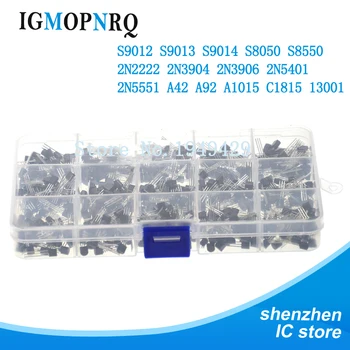 15Value AT 92 Transistor Diverse Kit 2N2222 S9012 S9013 S9014 S8050 S8550 2N3904 2N3906 2N5401 2N5551 A42 A92 A1015 C1815 13001
