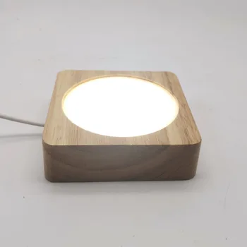 Kreative Gaver 3D Led Nat Lys Soveværelse Dekoration Lille Bord Lampe USB-6000K Træ-bordlampe Samlet Lampe Base