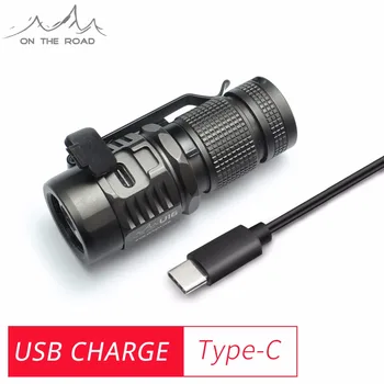 PÅ VEJEN U16 USB-Lommelygte Type-C Direkte USB-Opladning mini LED lommelygte torch Offentlig lille Lommelygte