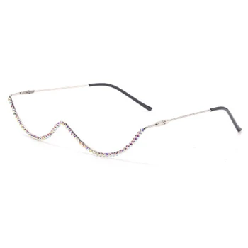 Trendy luksus rhinstone briller ramme kvinder 2020 retro steampunk metal frame briller farverige diamant lensless briller mænd