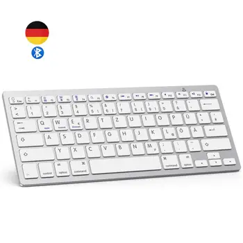 Tyske Karakter Bluetooth-Tastatur Lys Portable Slim Deutsche Trådløse Tastatur til iPad, iPhone, iOS, Android, Windows Smart TV