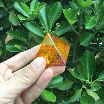 Naturlig rav Aura Kvarts Pyramide orange aura kvartskrystal enkelt punkt healing wand