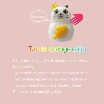 Farverige Glade for Dyre-Nat Lys-LED-Lampe Klappede Silikone Plastik Knap Batteri Baby Vågelampe Til Børn, Legetøj, Kids Gave