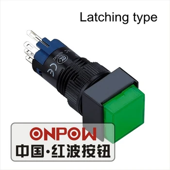 ONPOW 12mm 1NO1NC/2NO2NC 220V Rød/Grøn/Blå LED-Latching-on/off-Pladsen Plast trykknap Switch (LAS2F-Z) CE, ROHS