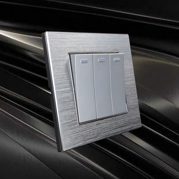 Wallpad Luksus Sølv Metal Panel Aluminium Ramme 86*86mm 146*86mm 172*86mm 258*86mm 344*86mm 430*86mm Kun Frame