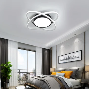 Kreativ og Moderne led-lysekroner i loftet til stuen, soveværelset studyroom glans led Hvid+Sort Farve, Moderne lysekrone